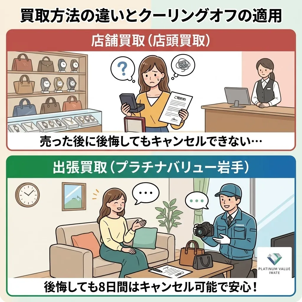 店舗買取と出張買取の違い:クーリングオフの有無